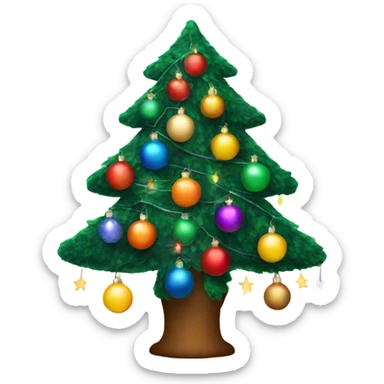 Christmas tree with lights and colourful ornaments  sticker