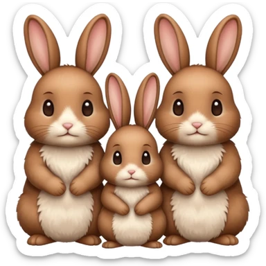 family of baby bunnies in line sticker