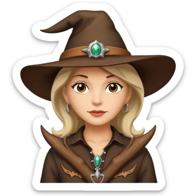 Witch wearing a cowgirl hat sticker