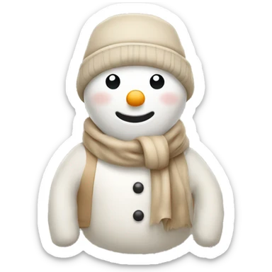 Cute snowman with beige clothing  sticker