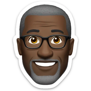 Shannon sharp with round faced suit and glasses and buzz cut and small eyes and over 50 small gray bearded receding hairline sticker