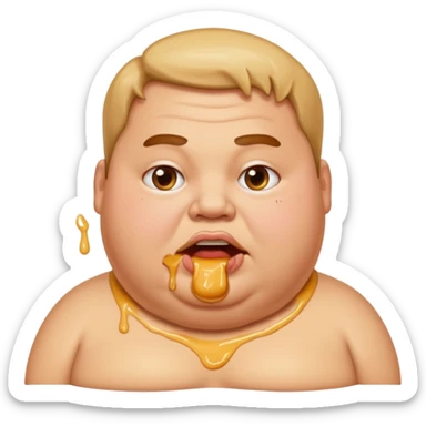 Fat guy with grease coming out mouth sticker