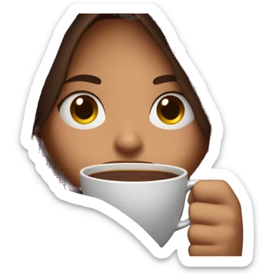 brunette girl inside a maroon blanket sipping coffee eyes closed sticker