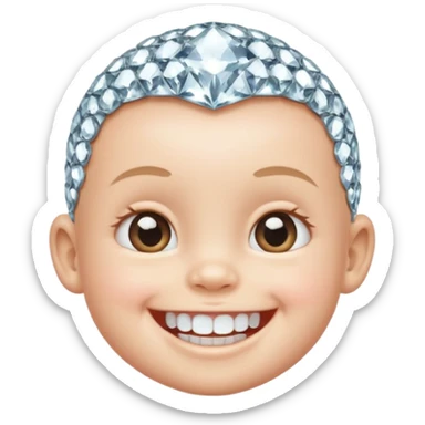 a smiling baby with teeth made of diamonds sticker