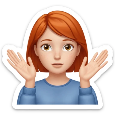 Girl with two hands in front out facing upwards  sticker