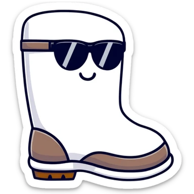 A smart and stylish Russian felt boot (valenok) with a happy face and sunglasses, looking awesome sticker