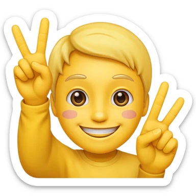 emoji holding 3 fingers up on one hand just face sticker