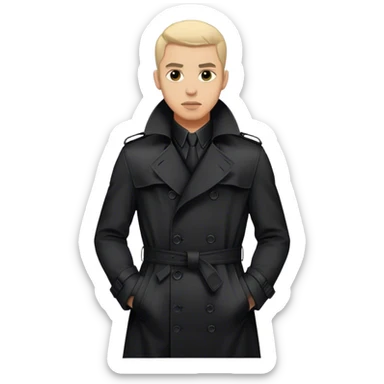 A man shadowy figure in a black trench coat sticker