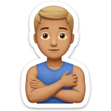 Man holding their neck arms crossed sticker