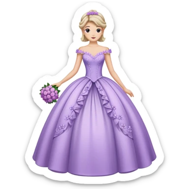 Lilac ball gown with flowers  sticker