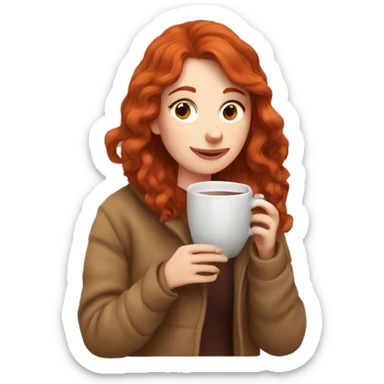 Cozy redhead drinking hot chocolate sticker