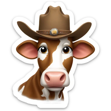 Cow with cowboy har sticker
