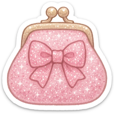 girly sparkling coin purse with bow, no background sticker