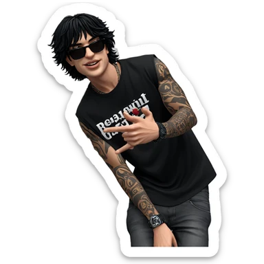 cool dude in black style sticker