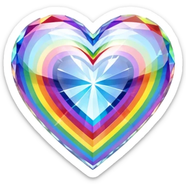 crystal clear heart rainbow sticker
