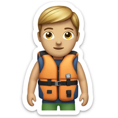 caucasian person wearing a kayaking lifejacket sticker