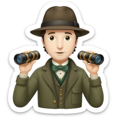 henry David thoreau full body birdwatching with binoculars sticker