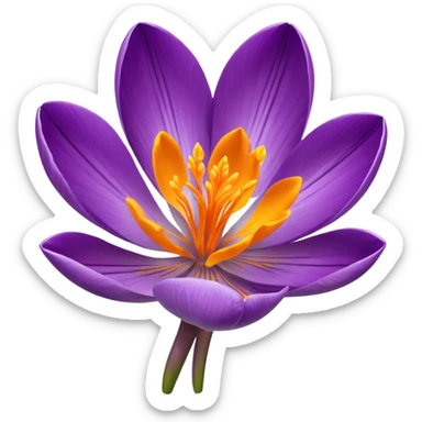 saffron crocus flower, detailed petals, vibrant purple, yellow-orange stigma sticker