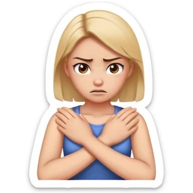 girl crossing hands around neck angry  sticker