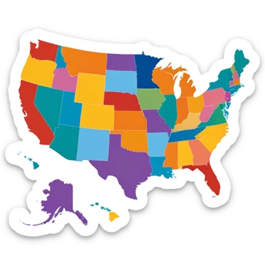 a map of the United States sticker