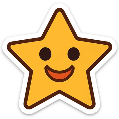 a star with a friendly face, fun and approachable style sticker