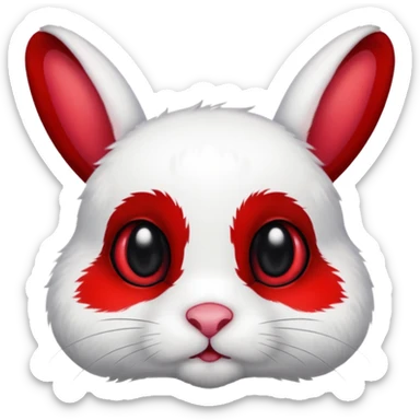 White Bunny with big black eyes and crimson-red splotch markings, red marking around 1 eye  sticker