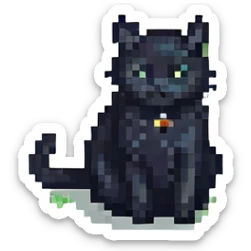 black cat waiting for salary sticker