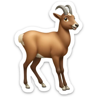 happy smiling brown chamois pointing to the left side with his hoof sticker