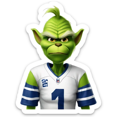 Grinch wearing dallas cowboy jersey sticker