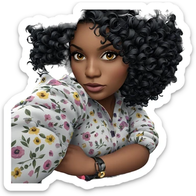 dark beauty in floral attire sticker