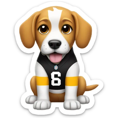 dog wearing steelers jersey sticker
