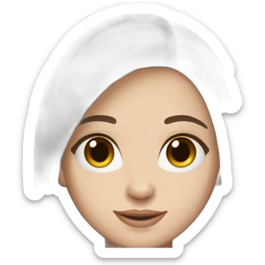 29 year old pale skin Spanish woman, big brown eyes, high cheek bones, soft chin, long dark brown straight hair sticker