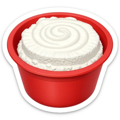 Cottage cheese in a red container with a white stripe at top and bottom sticker