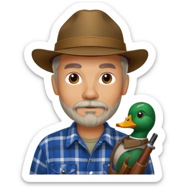 An older duck hunter with a goatee sticker