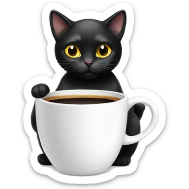 Black cat with coffee sticker