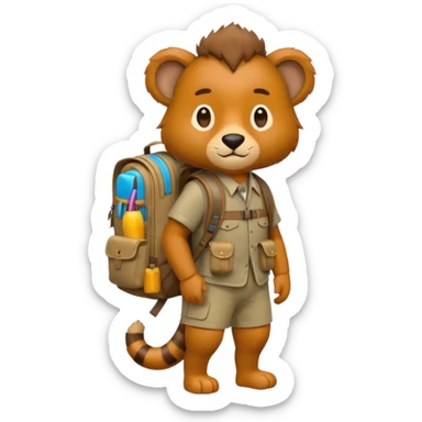  Safari Animal with Backpack  sticker