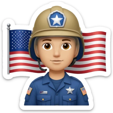 generate white american soldier with small usa flag on shoulder sticker