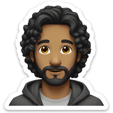 young men with beard and long currly black hair sticker