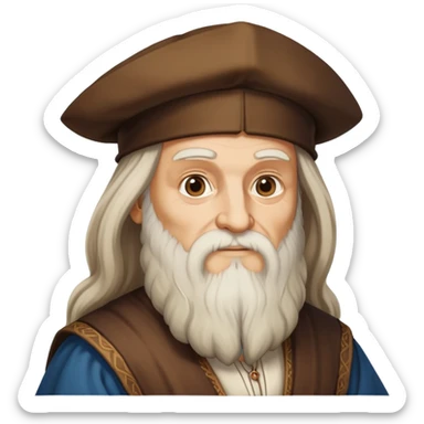 Leonardo da Vinci with long beard and Renaissance clothing sticker