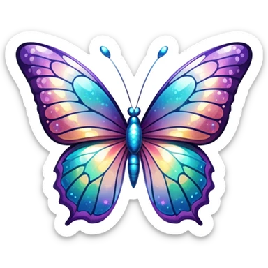 Iridescent big giant glistening glossy sparkly shiny glittery butterfly sticker