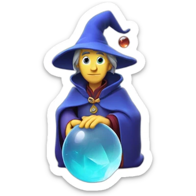 mage with thinking face holding crystal ball pixar disney 3d sticker