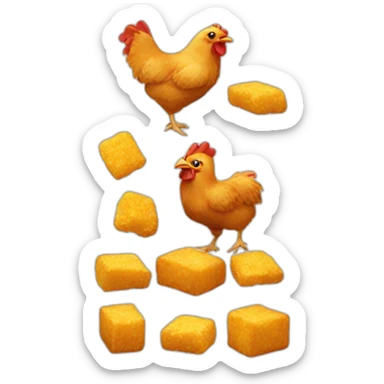 a chicken and a nugget sticker