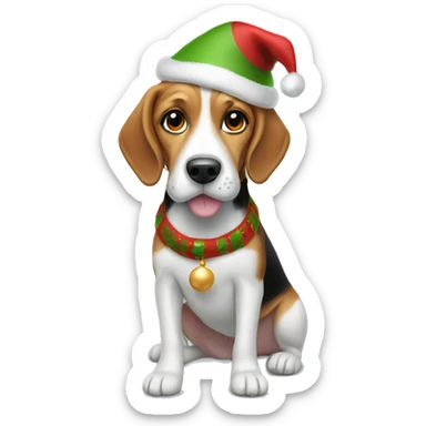 Beagle Christmas elf sticker