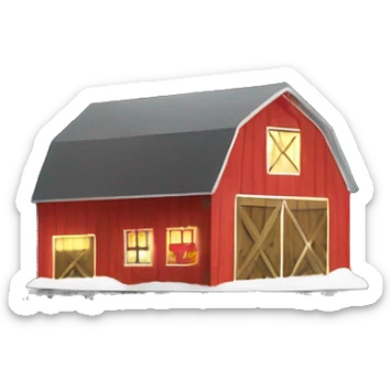 Barn with Christmas lights sticker