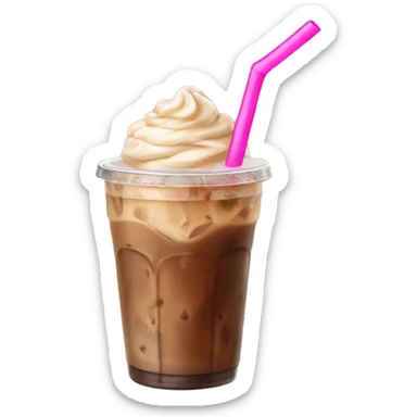 Iced coffee with pink straw  sticker