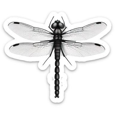 straight symmetrical black and white dragonfly sticker