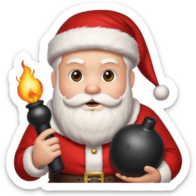 Santa holding a bomb sticker
