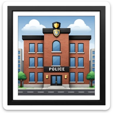 police department building with police cars near sticker