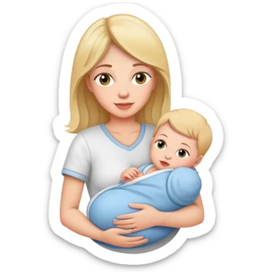 Mom holding newborn sticker