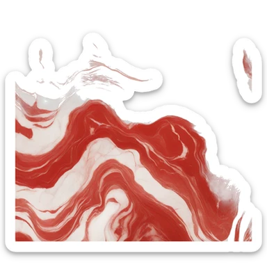 a red and white marble  that carries a soul sticker